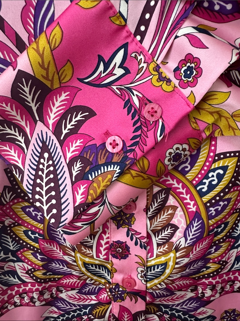 Rachel Zoe Pink Paisley Boho Button Down Blouse Top NEW! - Picture 7 of 10